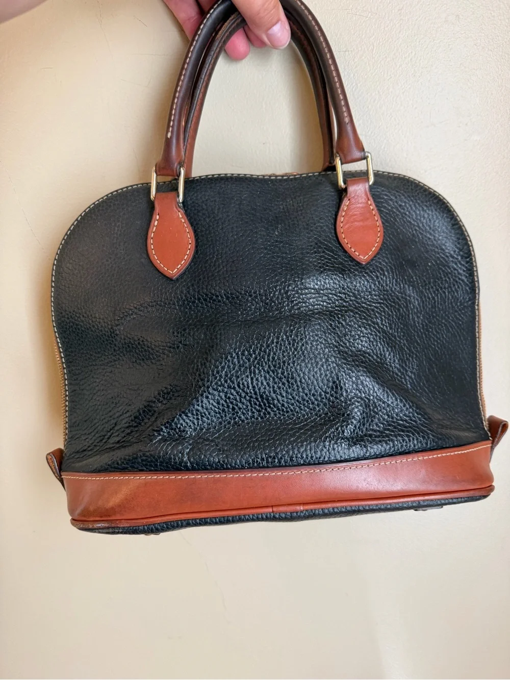 Dooney & Bourke Zip Zip Satchel Black Pebble Grain Leather Satchel Purse Handbag